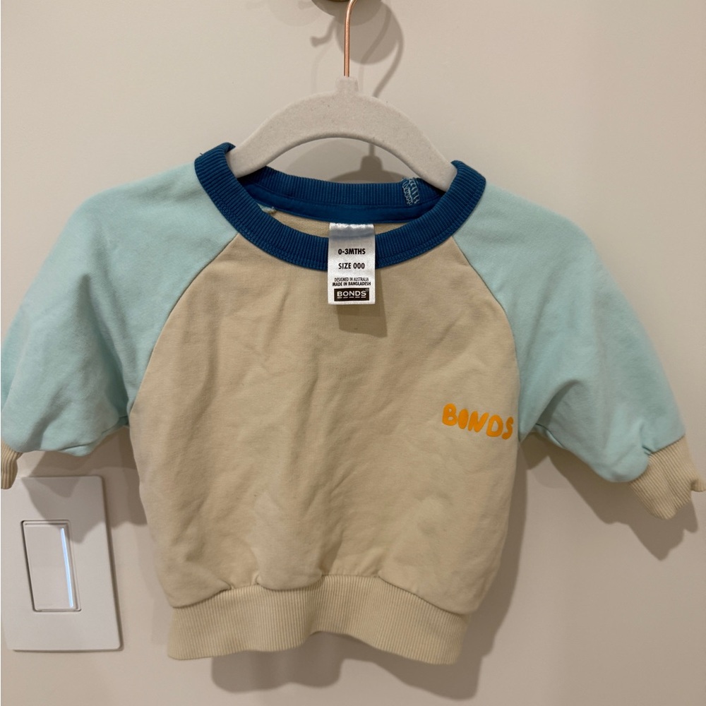 Bonds Baby Sweatshirt in Cream and Blue